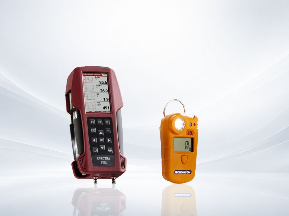 Abgasmessgerät und Gaswarngerät für professionelle Anwendungen MRU SPECTRA Abgasmessgerät und Crowcon Gasman Gaswarngerät für Abgasanalyse und Gasüberwachung